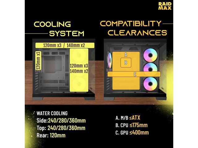 RAIDMAX Infinita Series I610 Dual Chamber ATX Gaming Case, Pre-install 4x ARGB Fans and 80+ 700W,, 270° Seemless O11 Tempered Glass, Supports Up...