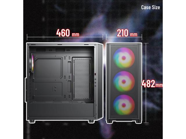 Raidmax X606 Black Gaming Case include 80+ 700watts, Front Air Intake Metal Mesh Panel, Includes 3x 140mm ARGB Fans + 1x 120mm ARGB Fans, support...