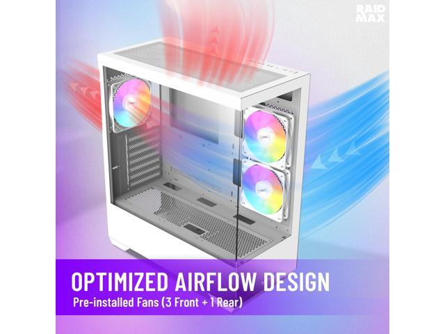 RAIDMAX I801 ATX Gaming PC Case White Color Bundle,Pre-Installed 3x ARGB Fans, Includes 700W PSU + 240mm Liquid Cooler, Supports 400mm GPU, AMD...