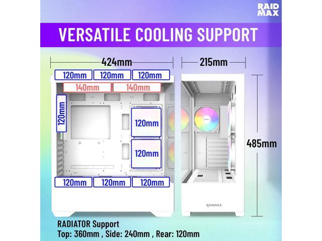 RAIDMAX I801 ATX Gaming PC Case White Color Bundle,Pre-Installed 3x ARGB Fans, Includes 700W PSU + 240mm Liquid Cooler, Supports 400mm GPU, AMD...