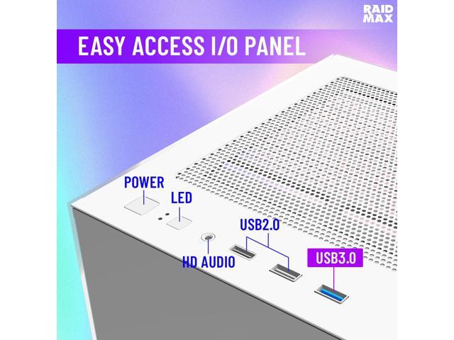 RAIDMAX I801 ATX Gaming PC Case White Color Bundle,Pre-Installed 3x ARGB Fans, Includes 700W PSU + 240mm Liquid Cooler, Supports 400mm GPU, AMD...