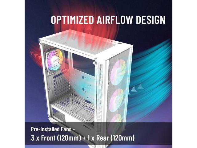 RAIDMAX V217 ATX Mid Tower Mesh Gaming PC Case, High Airflow Front Panel Design, 4x 120mm ARGB Fans Pre-Installed, Tempered Glass Side Panel,...