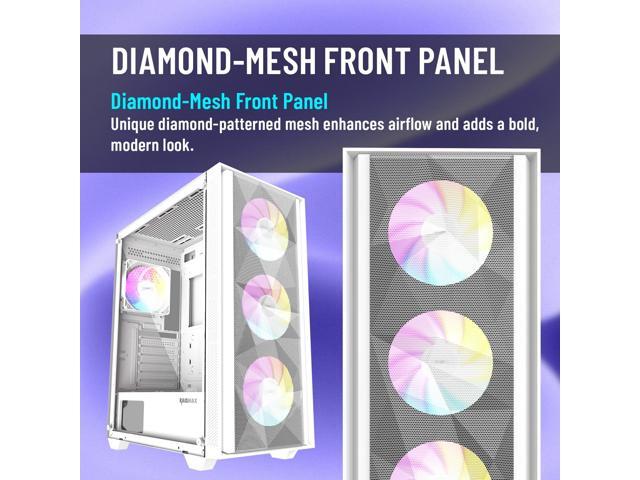RAIDMAX V217 ATX Mid Tower Mesh Gaming PC Case, High Airflow Front Panel Design, 4x 120mm ARGB Fans Pre-Installed, Tempered Glass Side Panel,...