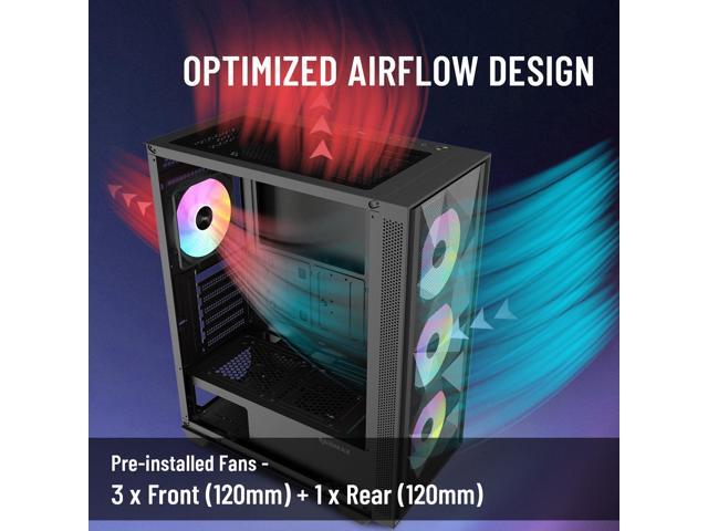 RAIDMAX V217 ATX Mid Tower Mesh Gaming PC Case, High Airflow Front Panel Design, 4x 120mm ARGB Fans Pre-Installed, Tempered Glass Side Panel,...