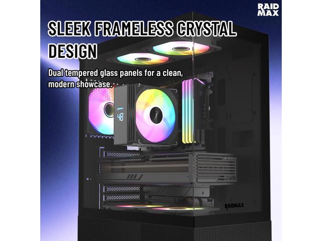 RAIDMAX i802 ATX Mid Tower Gaming PC Case Bundle, Includes 5 Fixed RGB Fans, 700W Power Supply & 120mm ARGB CPU Air Cooler, Tempered Glass Side...