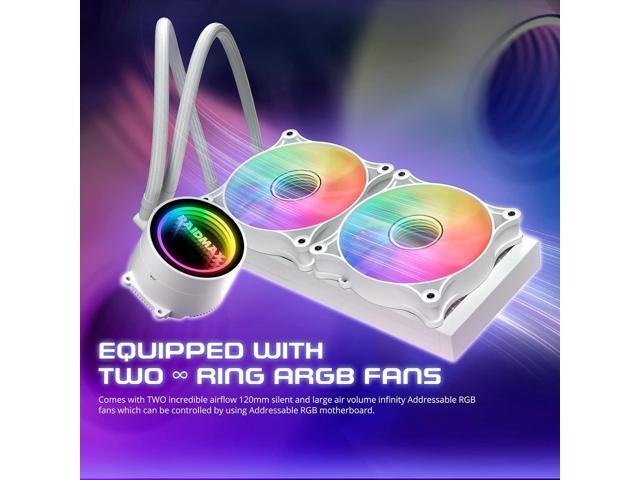 Raidmax Infinita LS240 AIO Water Cooling System, 240mm Gaming PC CPU Water Cooler with ARGB/RGB Light, PWM, Compatible with Intel i5, i7, i9 and...