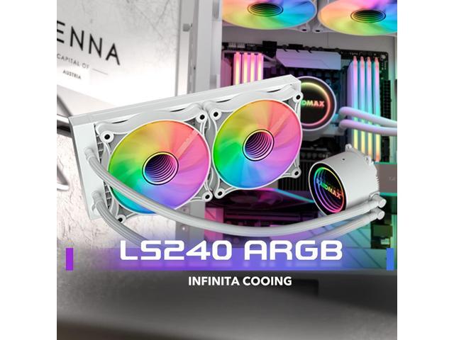 Raidmax Infinita LS240 AIO Water Cooling System, 240mm Gaming PC CPU Water Cooler with ARGB/RGB Light, PWM, Compatible with Intel i5, i7, i9 and...