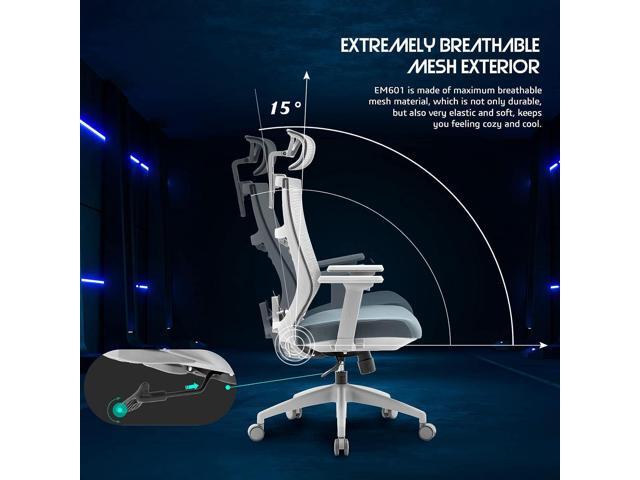 Raidmax Ergonomic Mesh Office Chair, High Back Desk Chair - Adjustable Headrest with 3D Adjustable Armrest, Tilt Function, Lumbar Support and PU...