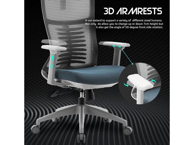 Raidmax Ergonomic Mesh Office Chair, High Back Desk Chair - Adjustable Headrest with 3D Adjustable Armrest, Tilt Function, Lumbar Support and PU...