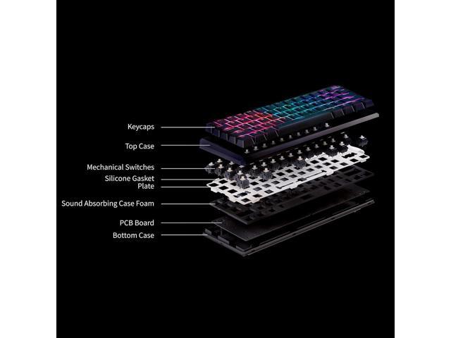 Raidmax Mini ONE MK01GMB 60% Gasket Keyboard - Compact and ARGB Gaming Keyboard, Mini Mechanical, RGB Lighing, Hot Swap Switch