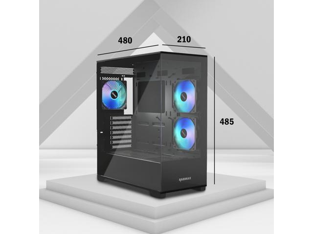 Raidmax Infinita i801 Tempered Glass Aqua View Case - Corner Structure-Free Panoramic Design, 3 ARGB Fans included, and Support for 360mm Water...