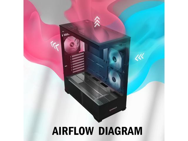 Raidmax Infinita i801 Tempered Glass Aqua View Case - Corner Structure-Free Panoramic Design, 3 ARGB Fans included, and Support for 360mm Water...