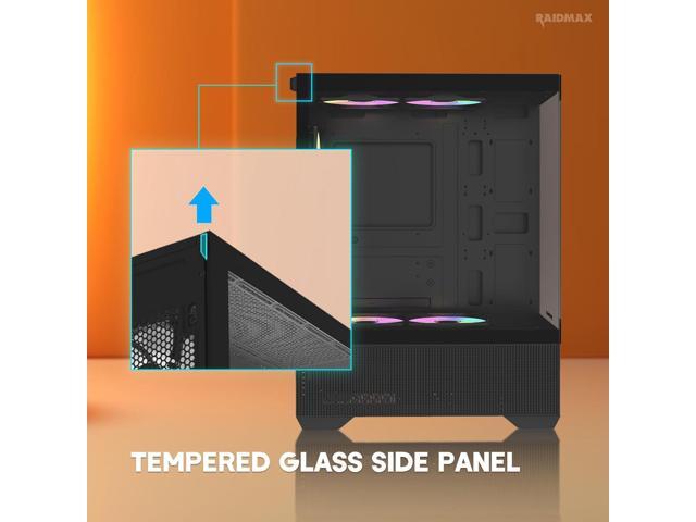 Raidmax I802ABS Compact Panoramic ATX Mid Tower Case 270° View Tempered Glass, 5X Pre-Installed Static RGB Fans, Supports ATX/Micro-ATX...
