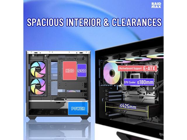 RAIDMAX H200 ATX Gaming PC Case Bundle, 5x ARGB Fans, Patented Air Tunnel Design, Includes RX-850AEM 850W ATX 3.1 PCIe Gen 5 Fully Modular 80+ Gold...