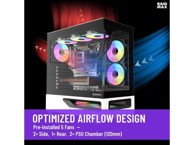 RAIDMAX H200 ATX Gaming PC Case Bundle, 5x ARGB Fans, Patented Air Tunnel Design, Includes RX-850AEM 850W ATX 3.1 PCIe Gen 5 Fully Modular 80+ Gold...