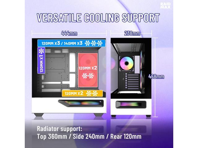 RAIDMAX H200 ATX Gaming PC Case Bundle, 5x ARGB Fans, Patented Air Tunnel Design, Includes RX-850AEM 850W ATX 3.1 PCIe Gen 5 Fully Modular 80+ Gold...