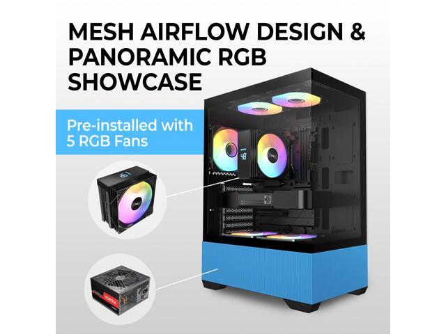 Raidmax i802 Vibe Series ATX Mid Tower Gaming Case Bundle Tempered Glass Side Panel, Includes 700W 80+ Power Supply, AM1204 Digital Display Air...