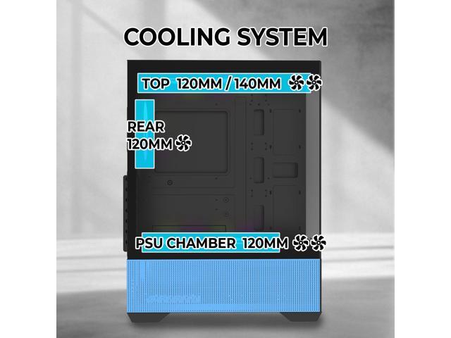 Raidmax i802 Vibe Series ATX Mid Tower Gaming Case Bundle Tempered Glass Side Panel, Includes 700W 80+ Power Supply, AM1204 Digital Display Air...