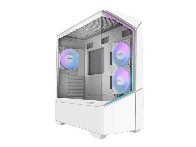 RAIDMAX i812 Panoramic Gaming PC Case, Innovative Tempered Glass Showcase with ARGB LED Stripe Front Panel, 3X 120mm ARGB Fans Pre-Installed,...