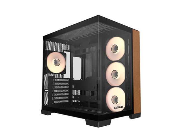 Raidmax Infinita Series I610WBF Dual Chamber ATX Case, 1x 120mm ARGB Fan, 1x 360mm ARGB 3-in-1 Fan, Wood Panel, 270° Tempered Glass, Supports Up to... Case