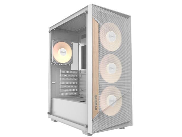 RAIDMAX V219 ATX Mid Tower Gaming PC Case, Wooden Trim Mesh Front Airflow Design, 4x ARGB Daisy-Chain Fans Included, Tempered Glass Side Panel,... Case