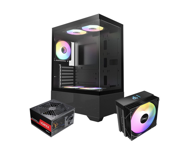 RAIDMAX i802 ATX Mid Tower Gaming PC Case Bundle, Includes 5 Fixed RGB Fans, 700W Power Supply & 120mm ARGB CPU Air Cooler, Tempered Glass Side...
