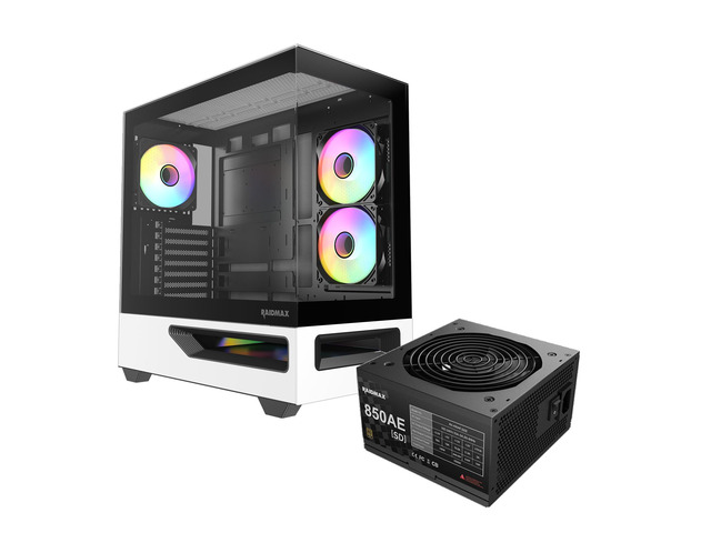 RAIDMAX H200 ATX Gaming PC Case Bundle, 5x ARGB Fans, Patented Air Tunnel Design, Includes RX-850AEM 850W ATX 3.1 PCIe Gen 5 Fully Modular 80+ Gold...
