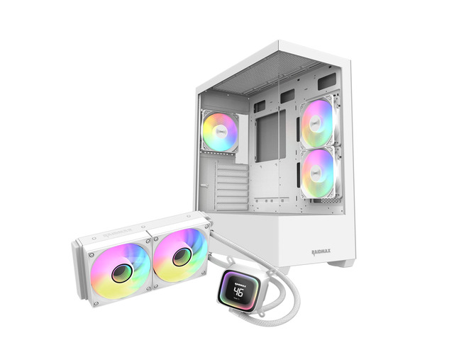 Raidmax I801 Panoramic Tempered Glass Mid Tower ATX PC Case with 3 Pre-Installed ARGB Fans, White Combo with 240mm AIO Liquid Cooler Modern Gaming...