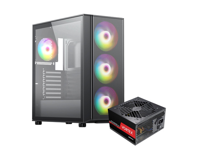 Raidmax X606 Black Gaming Case include 80+ 700watts, Front Air Intake Metal Mesh Panel, Includes 3x 140mm ARGB Fans + 1x 120mm ARGB Fans, support...