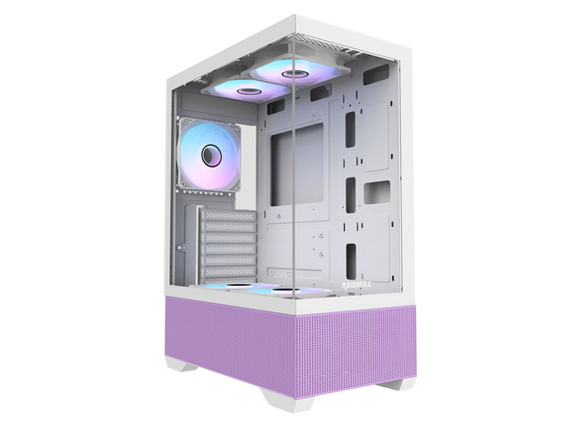 RAIDMAX i802 VIBE Purple Compact ATX Gaming PC Case, 5x Fixed RGB Fans Pre-Installed, Panoramic Tempered Glass, High Airflow Mid Tower Chassis,...