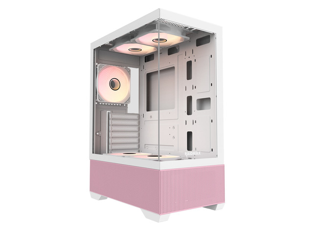 RAIDMAX i802 VIBE Pink Compact ATX Gaming PC Case, 5x Fixed RGB Fans Pre-Installed, Panoramic Tempered Glass, High Airflow Mid Tower Chassis,...