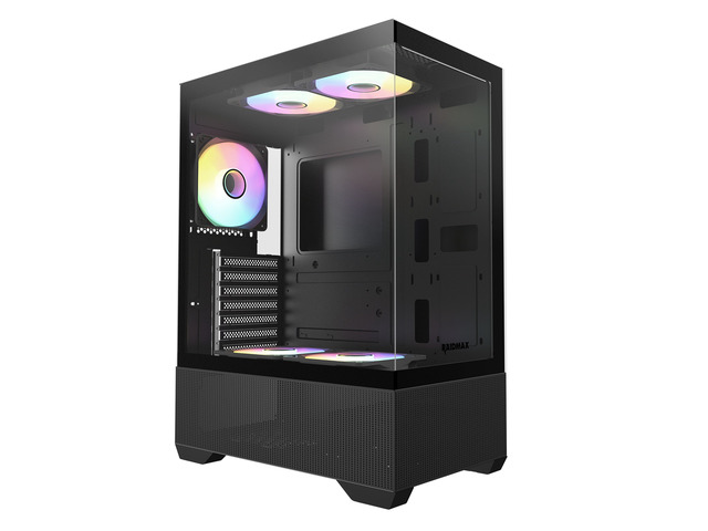 Raidmax I802ABS Compact Panoramic ATX Mid Tower Case 270° View Tempered Glass, 5X Pre-Installed Static RGB Fans, Supports ATX/Micro-ATX...