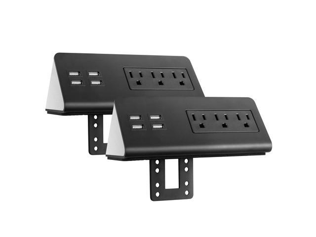 Emerising 2-Pack Desk Edge Mount Power Strips with 4 USB Ports & 3 AC Power Outlets for Home and Office Desktop Charging Bucket, 1250Joules Surge...