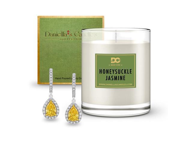 DANIELLA'S CANDLES Honeysuckle Jasmine Jewelry Surprise Candle, Natural Soy Wax, Burn Time 65h, With Earrings Inside