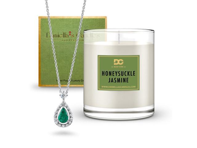 DANIELLA'S CANDLES Honeysuckle Jasmine Jewelry Surprise Candle, Natural Soy Wax, Burn Time 65h, With Necklace Inside