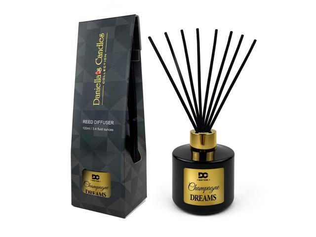 Daniella's Candles Champagne Dreams Reed Diffuser Set Black - Premium Home Fragrance with Long-Lasting 20-Week Scent in Elegant Red Gift Box