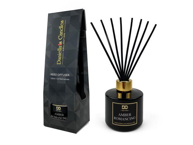 Daniella's Candles Amber Romancing Reed Diffuser Set Black - Premium Home Fragrance with Long-Lasting 20-Week Scent in Elegant Black Gift Box