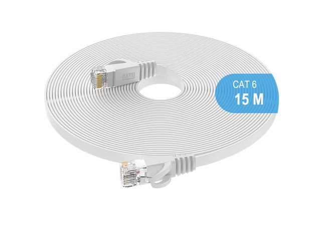 15M Cat6 Ethernet Cable, Long Internet Cables High-Speed Patch Cord Flat Design 1Gbps for 250Mhz/s UTP for Console, PS3, PS4, PS5, Switch, Router,...