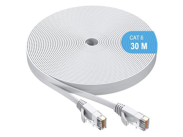 30M Cat6 Ethernet Cable, Long Internet Cables High-Speed Patch Cord Flat Design 1Gbps for 250Mhz/s UTP for Console, PS3, PS4, PS5, Switch, Router,...