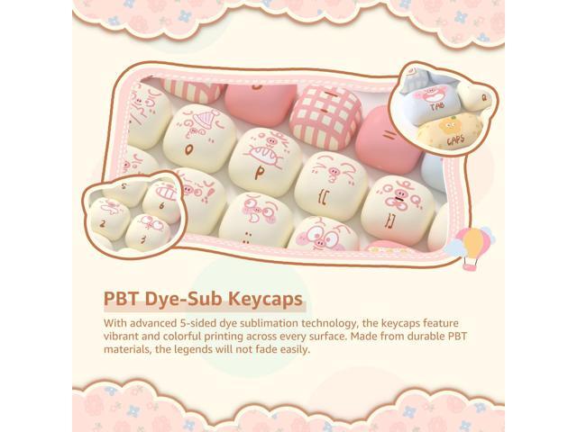 Akko PBT Keycap Set, Piggy Party Keycaps MOG Profile 139-Key Keycaps for Mechanical Keyboards