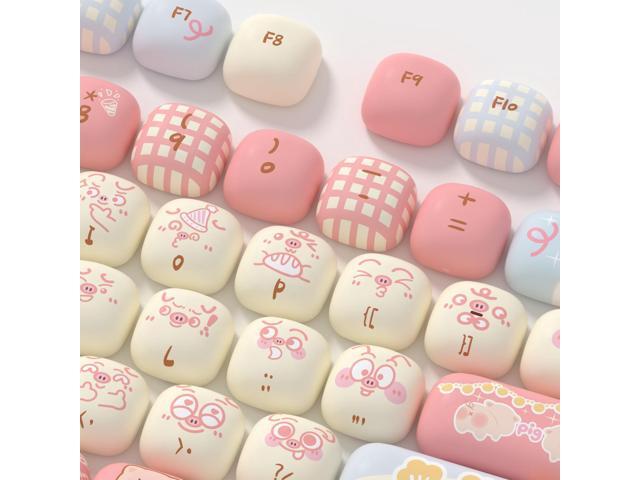 Akko PBT Keycap Set, Piggy Party Keycaps MOG Profile 139-Key Keycaps for Mechanical Keyboards