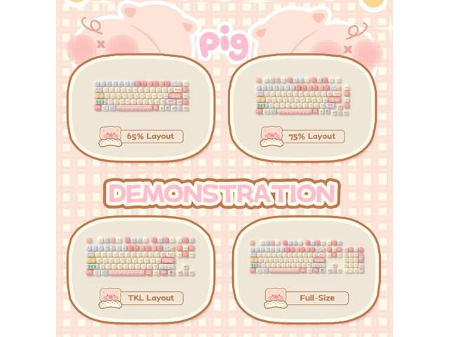 Akko PBT Keycap Set, Piggy Party Keycaps MOG Profile 139-Key Keycaps for Mechanical Keyboards