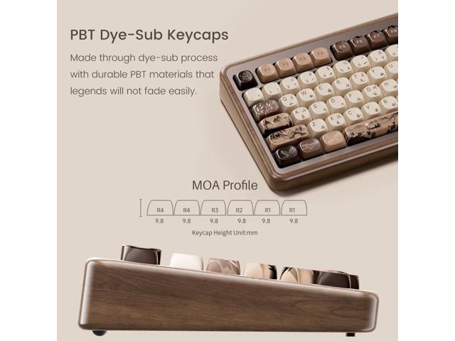 Akko MU02 Mechanical Keyboard with Walnut Wooden Case 75% RGB 2.4G Wireless/Bluetooth/Wired Hot-Swappable Gaming Keyboard with PBT Dye-Sub Keycaps...