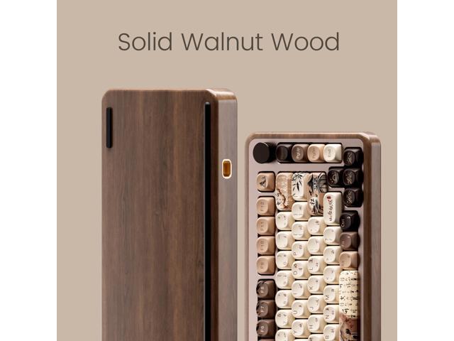 Akko MU02 Mechanical Keyboard with Walnut Wooden Case 75% RGB 2.4G Wireless/Bluetooth/Wired Hot-Swappable Gaming Keyboard with PBT Dye-Sub Keycaps...