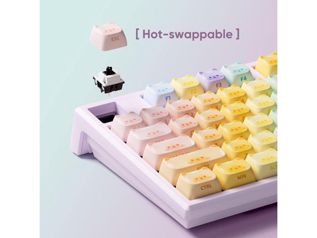 MONSGEEK AKKO MG108B Colorful Cats Mechanical Keyboard Hot-Swappable Multi-Mode Gaming Keyboard with PBT Dye-Sub MAO Profile Keycaps Pre Lubed...