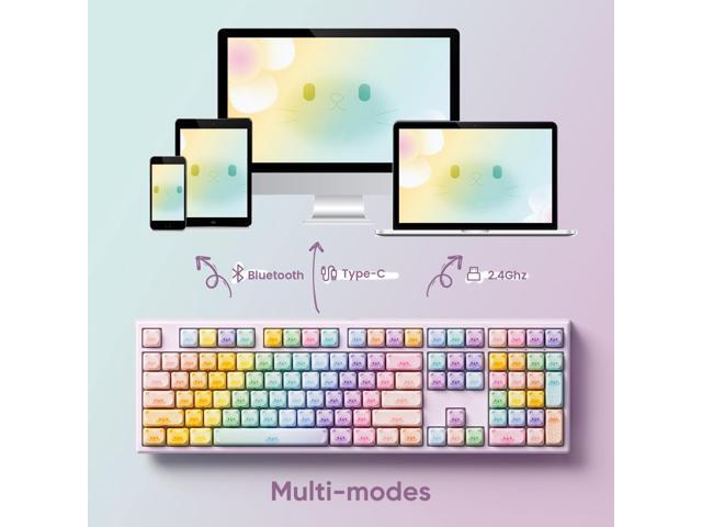 MONSGEEK AKKO MG108B Colorful Cats Mechanical Keyboard Hot-Swappable Multi-Mode Gaming Keyboard with PBT Dye-Sub MAO Profile Keycaps Pre Lubed...