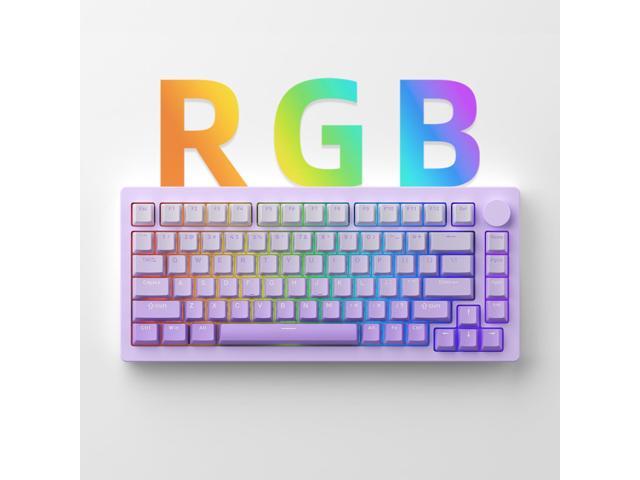 MonsGeek M1W V3 Aluminum Mechanical Keyboard 75% RGB Hot-swappable Gaming Keyboard with Knob, 6000 mAH RGB Gradient Purple with PBT Double Shot...