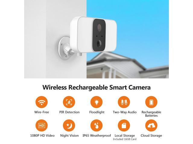Z-EDGE SL01 Wireless Floodlight 1080P Security Camera with Solar Panel, Includes 16GB Micro SD Card