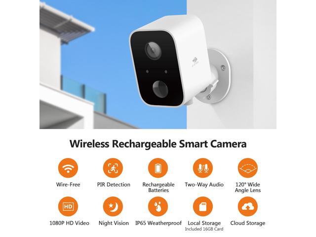 Z-EDGE SW02 2 Packs 1080P Full HD Wireless Smart Cameras with Solar Panels, Built-in Mic & Speaker, 2.4GHz Wi-Fi, IR Night Vision, Support Micro SD...