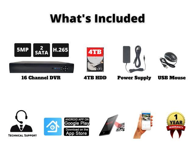 Evertech 16 Channel H.265 Hybrid AHD TVI CVI ANALOG CCTV DVR Security Camera Recorder with 4TB Recording Storage